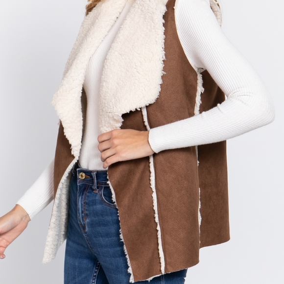 Women's Faux Sued Fur Vest Size L - Picture 2 of 6